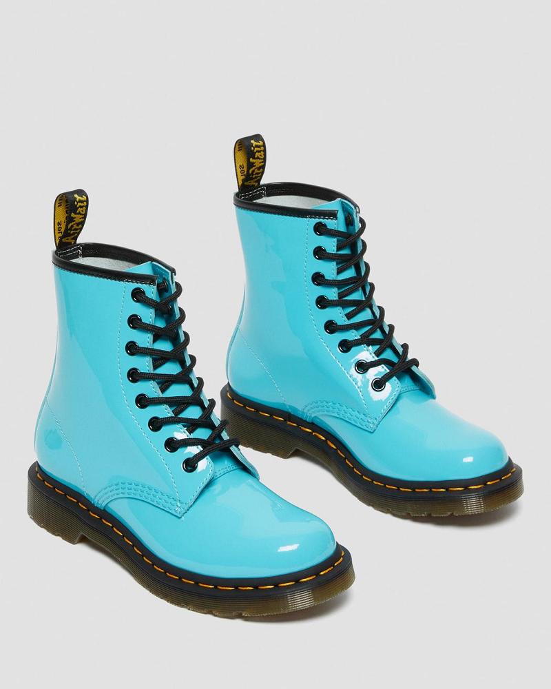 Dr Martens 1460 Lak Leren Veterlaarzen Dames Turquoise | NL 583WNB